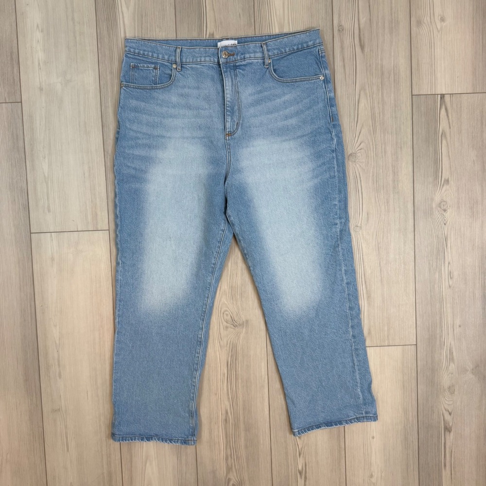 Loft The Straight Crop Jeans Light Wash Blue High Rise Denim Size 16/33